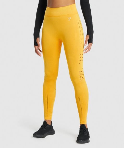 Legginsy Gymshark Glow Seamless Damskie Żółte | PL 672NUJ